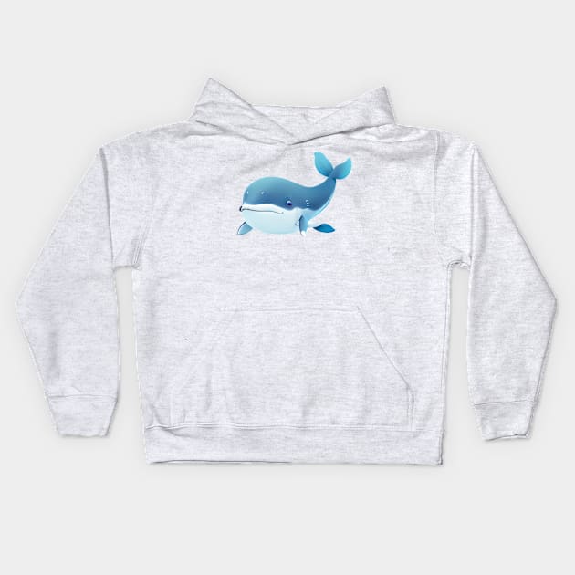 Cartoon/Kawaii Blue Whale Kids Hoodie by The Print Palace